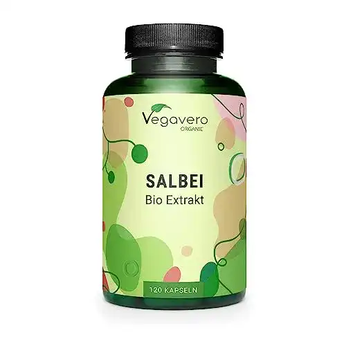 Salbei Kapseln Vegavero Bio mit 1% Rosmarinsäure, 500mg pro Einheit