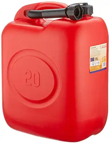Benzinkanister 20 l aus rotem Kunststoff mit Doppelverschluss