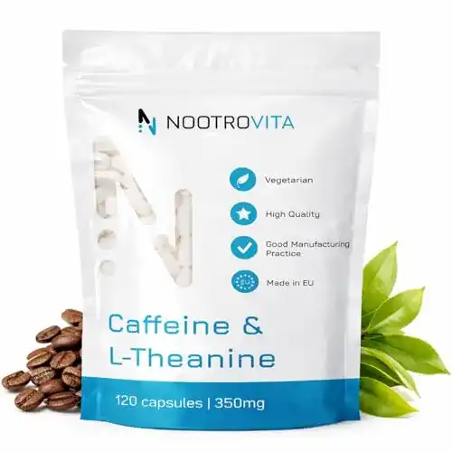 Koffeintabletten Nootrovita mit L-Theanin, 350mg, 120 Kapseln