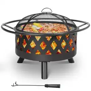 Feuerkorb mit Funkenschutz von Tlsunny für Garten und Camping