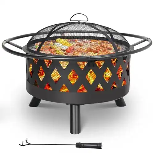 Feuerkorb mit Funkenschutz von Tlsunny für Garten und Camping