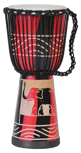 Djembe 50cm Profi Trommel aus Holz mit Elefanten Motiv