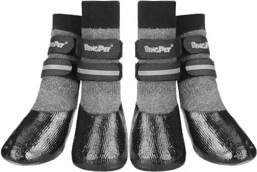 Hundesocken BINGPET mit Anti-Rutsch und Riemen für Hunde