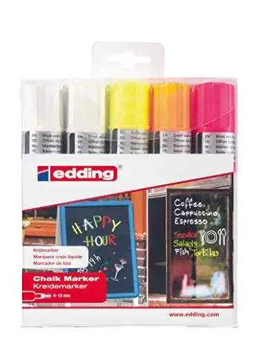 Kreidestifte edding 4090 Kreidemarker, 5er-Set für Fenster und Tafeln