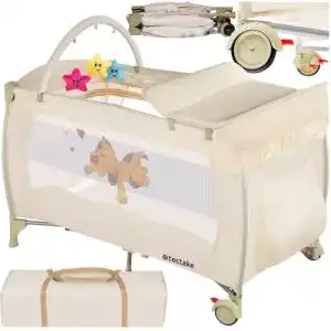 Reisebett tectake 800032 für Kinder, höhenverstellbar und klappbar