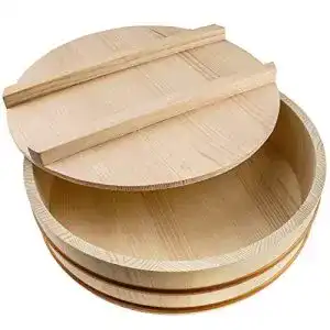 Hangiri Kichgather Holz-Sushi-Reisschale mit Deckel 30 cm