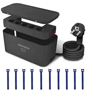 Kabelbox mit Steckdosenleiste und USB-Anschlüssen für sicheres Kabelmanagement