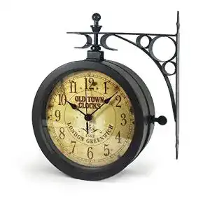 Bahnhofsuhr TFA Dostmann Nostalgie mit Thermometer für Innen und Außen