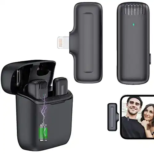 Kabelloses Lavalier-Mikrofon für iPhone mit Ladehülle und Rauschunterdrückung