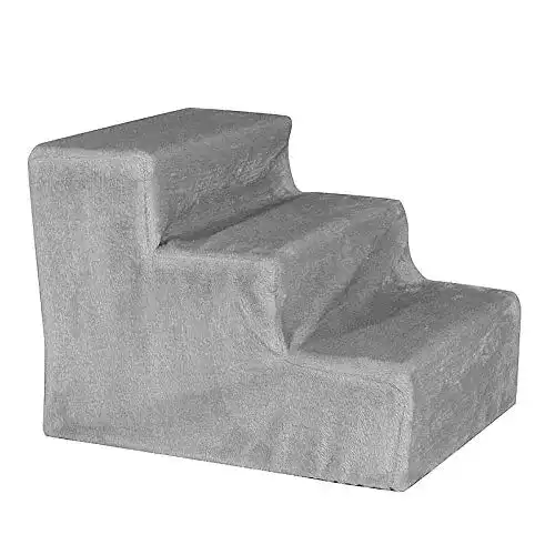 Hundetreppe lionto mit Plüschbezug, 46x36x34 cm, für Hunde und Katzen