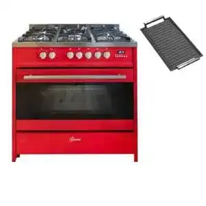 Gasherd Gurari Gas Standherd 90 cm in Rot mit Grillplatte
