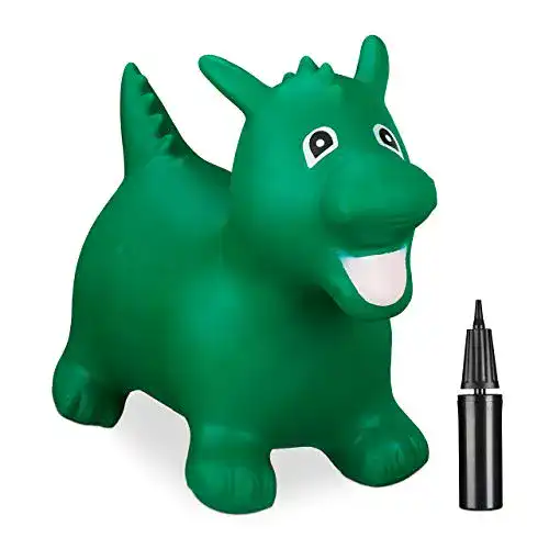 Hüpftier Relaxdays Drache mit Luftpumpe für Kinder