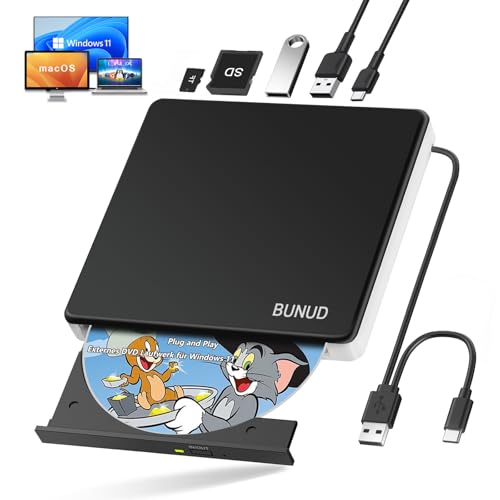 Externes DVD-Laufwerk BUNUD für Windows 11 – Kompatibles Laufwerk