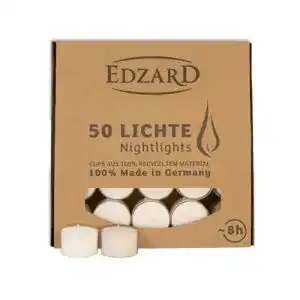 Teelichter Edzard 50 Stück weiß (Ø 38 mm, 8 Stunden Brenndauer)