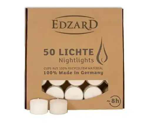 Teelichter Edzard 50 Stück weiß (Ø 38 mm, 8 Stunden Brenndauer)