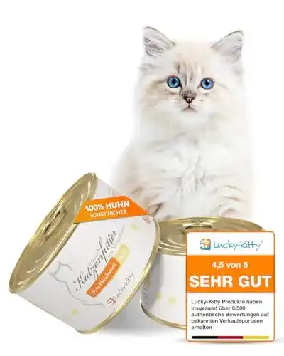 Lucky Kitty Katzenfutter Nass Huhn 95% – Getreidefreies Nassfutter für Katzen