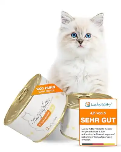 Lucky Kitty Katzenfutter Nass Huhn 95% – Getreidefreies Nassfutter für Katzen