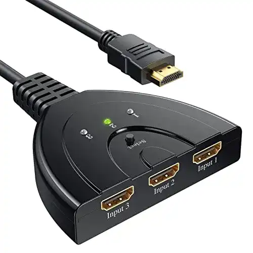 HDMI Switch GANA 4K Splitter mit 3 Eingängen für Bildschirmumschaltung