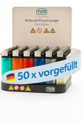 Einwegfeuerzeug Tom 50/100 Stück mit Gas befüllt
