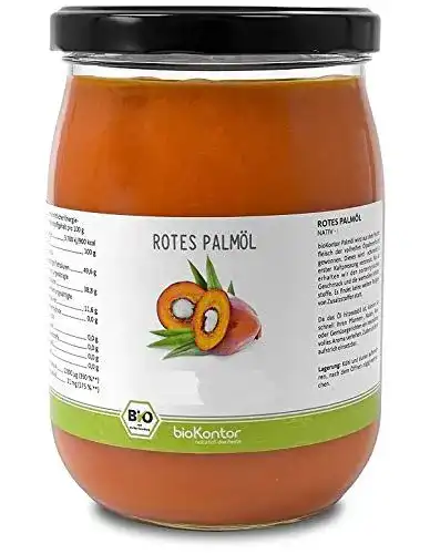 Bio-Palmöl von bioKontor in der 1000 ml Flasche, nativ und unbehandelt