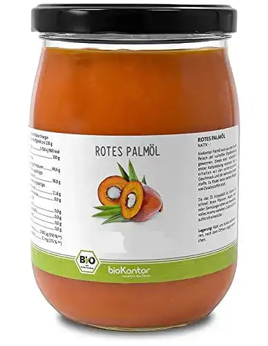 Bio-Palmöl von bioKontor in der 1000 ml Flasche, nativ und unbehandelt