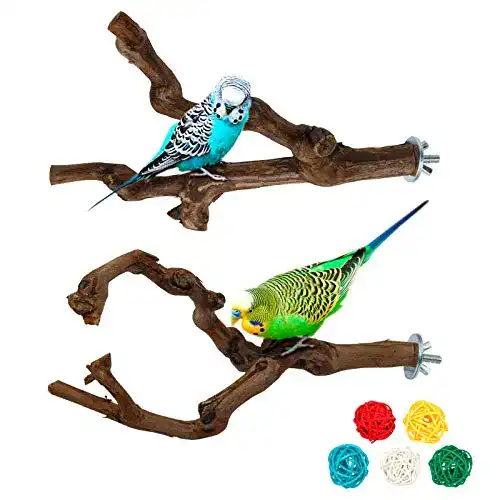 Wellensittich Spielzeug Suruikei 2 Stück Natur Sitzstangen Set für Vögel