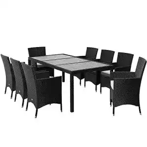 Gartentisch mit Stühlen Deuba Casaria Polyrattan Gartenmöbel Set