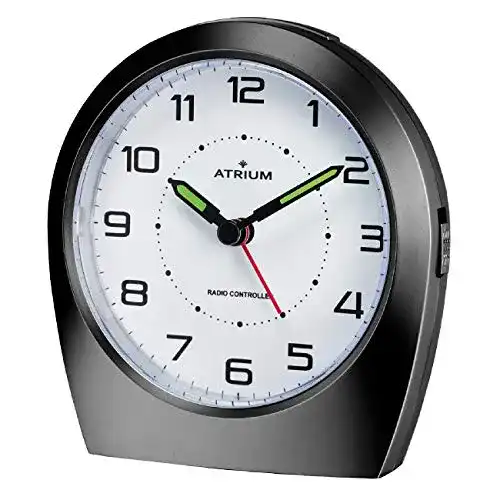 Geräuschloser Atrium Funkwecker Analog Quarz mit Alarmfunktion