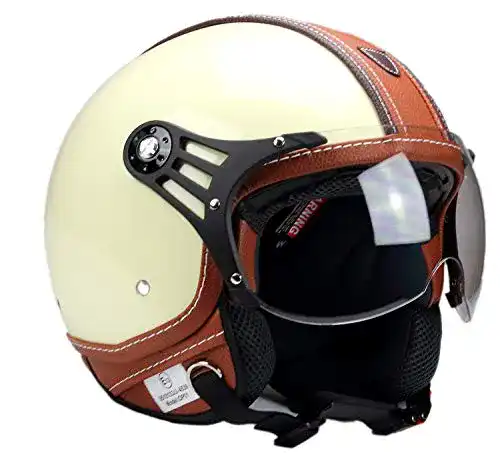 Jethelm Retro BNO-PL28 in Beige und Braun Motorradhelm für S-XL