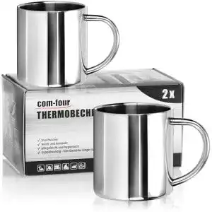 Edelstahl Thermobecher im Doppelpack 300 ml von com-four