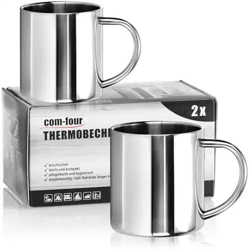 Edelstahl Thermobecher im Doppelpack 300 ml von com-four