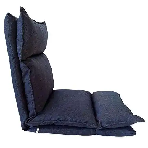 Bodenstuhl Rebecca Mobili Meditationsstuhl in Blau Denim mit Metallakzenten