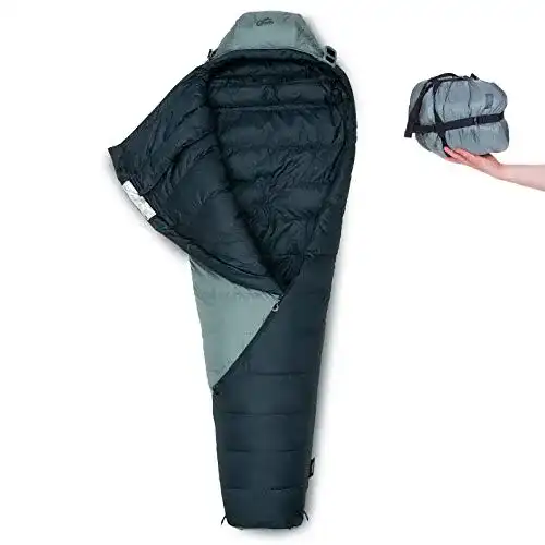 Qeedo Takino Daunenschlafsack für 4 Jahreszeiten, leicht und kompakt