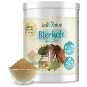Bierhefe Ida Plus, reines Bierhefe-Pulver, 500 g für Hunde, Katzen und Pferde
