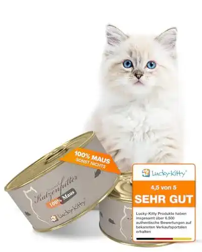 Lucky Kitty Katzenfutter Nass 100% Maus – Getreidefreies Futter für Katzen