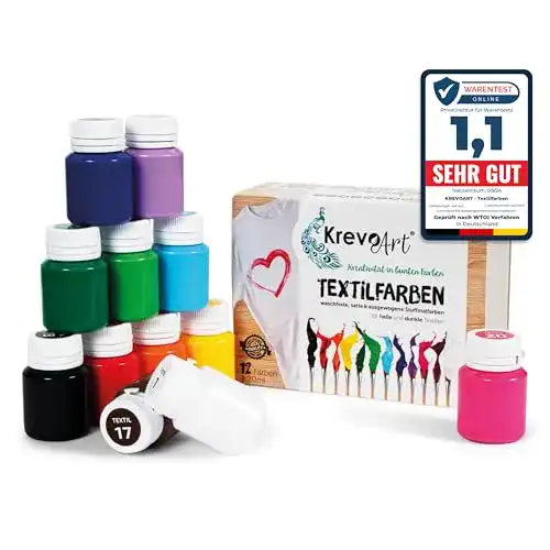 Stoffmalfarbe Krevo Art Textilfarben Set aus 12 x 20ml waschfest