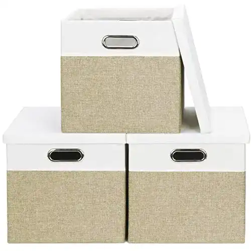 Febzoce Karton Aufbewahrungsboxen mit Deckel, 30 x 30 x 30 cm, 3 Stück