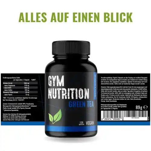 Grüntee-Kapseln von Gym Nutrition mit hochdosiertem Grüntee-Extrakt