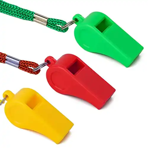 Schiedsrichterpfeifen Set aus Kunststoff mit Lanyard – 3 Stück