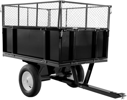 Rasentraktor Anhänger mit kippbarer Ladefläche und 300 kg Tragkraft