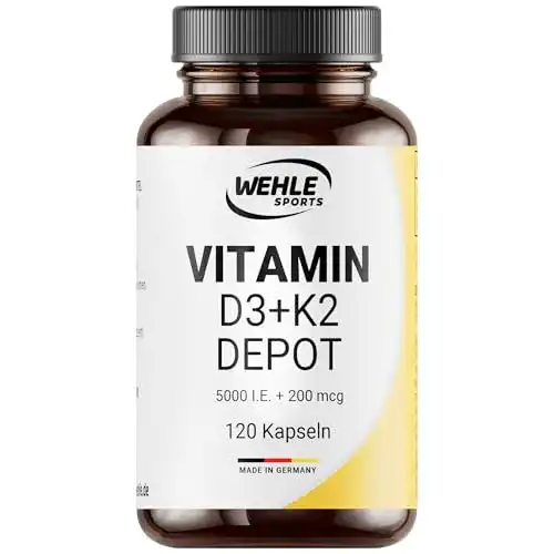 Vitamin D3 K2 Depotkapseln von Wehle Sports, 120 Stück
