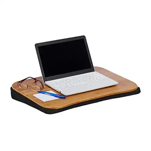 Laptopkissen Relaxdays aus Bambus mit abnehmbarem Kissen und Tragegriff