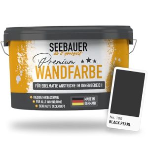 Wandfarbe Schwarz Seebauer DIY 2,5L für Innen – No. 100 Black Pearl