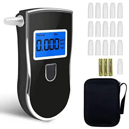 Tragbarer Alkoholtester von Flyhood mit 16 Mundstücken