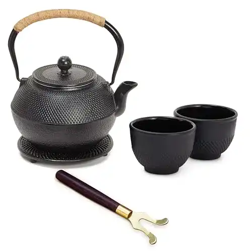 Juvale Japanisches Teeset mit Gusseisen-Teekanne