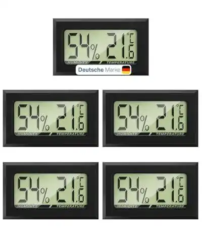 Mavori Thermo Hygrometer Mini Digital 5er Set für Temperatur und Luftfeuchtigkeit