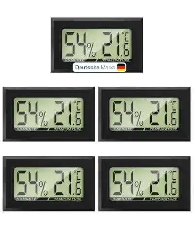 Mavori Thermo Hygrometer Mini Digital 5er Set für Temperatur und Luftfeuchtigkeit