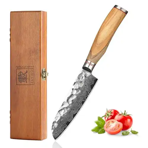 Zayiko Minami Premium Santoku Messer 12 cm Damaststahl