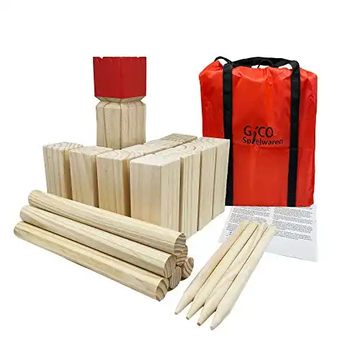 GICO Kubb Spiel XXL Set für Wikingerspiel mit König 30 x 7 x 7 cm
