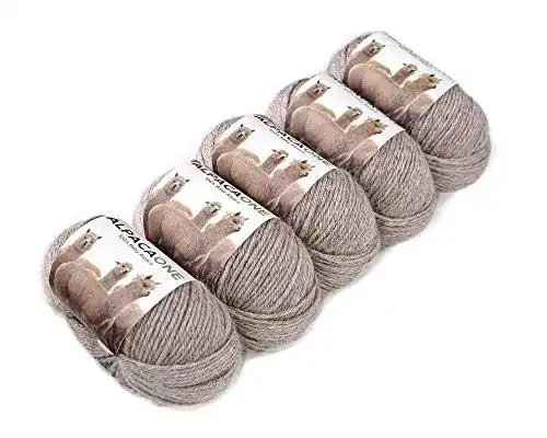 Alpakawolle 5-Pack Alpaka Wolle Sand 100% Baby Alpaka 5x50g